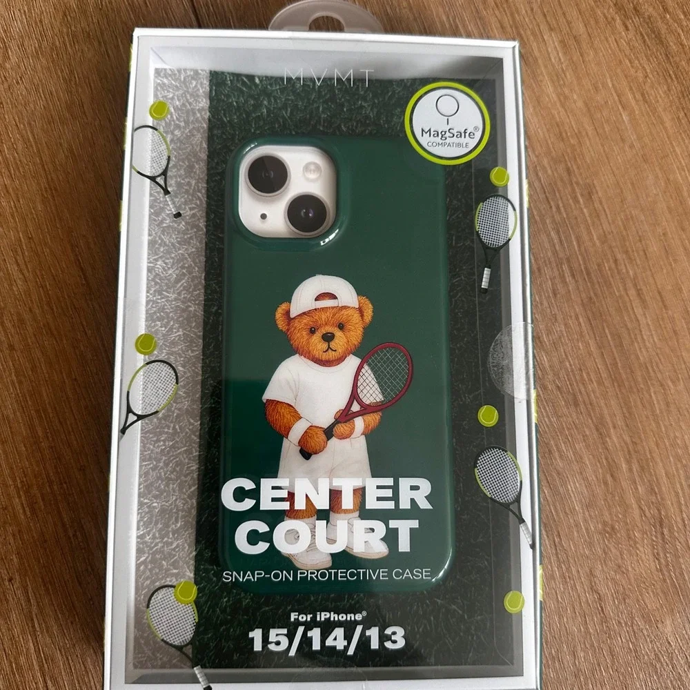 MVMT Center Court iPhone 15 14 13 Case MagSafe Tennis Bear Green Snap-On Case